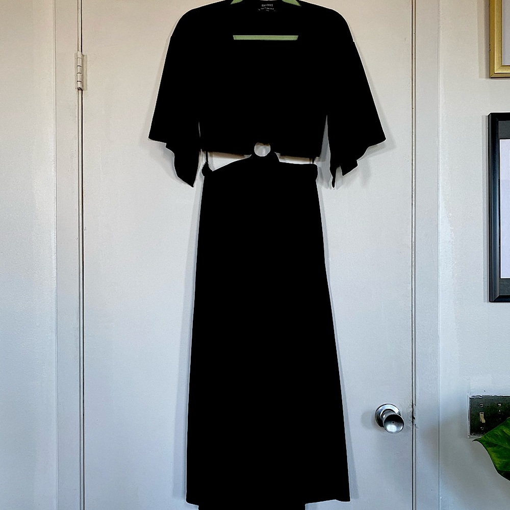 Bardot midi dress with cut outs